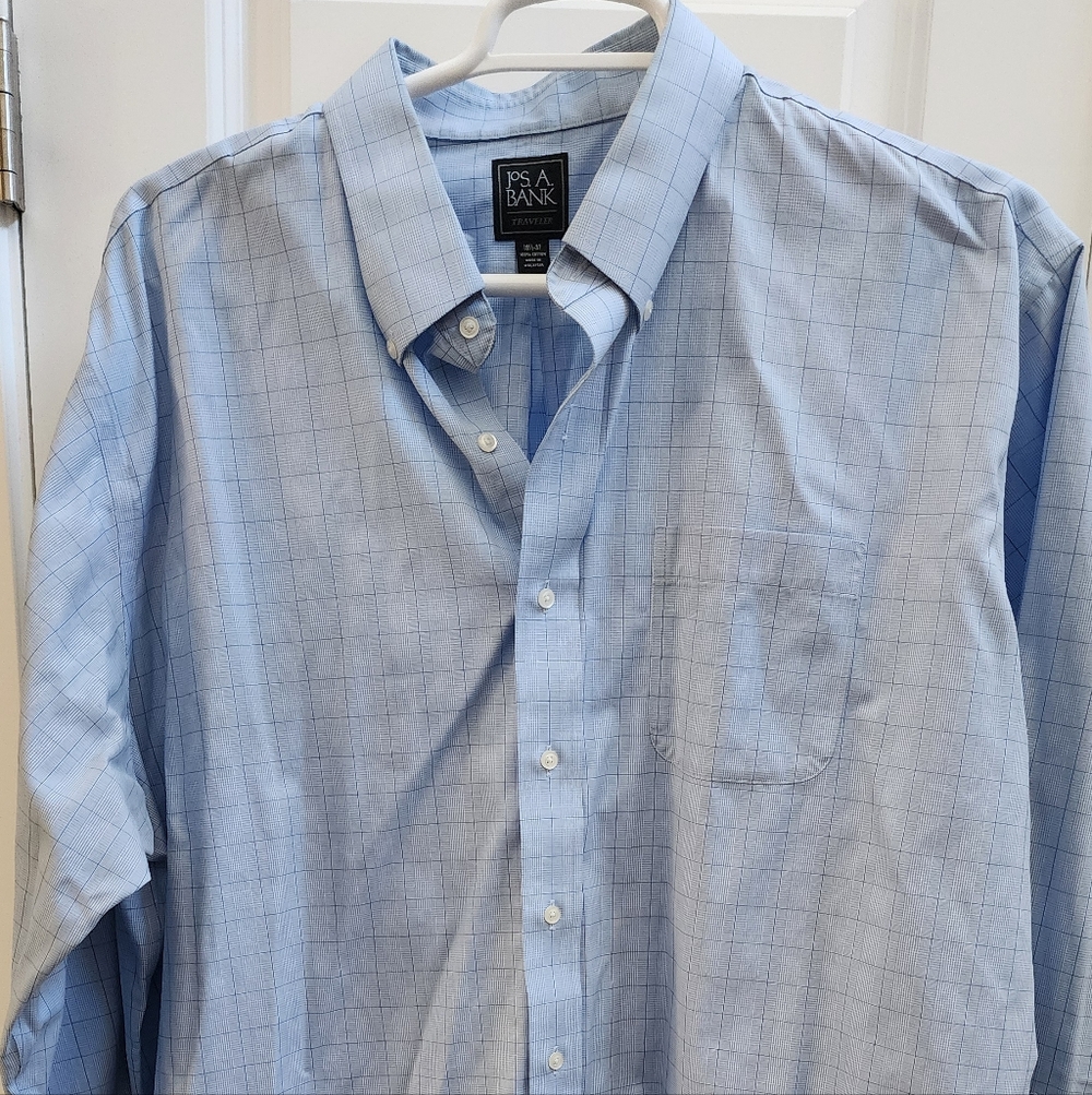 Jos. A. Bank Light Blue Grid Dress Shirt